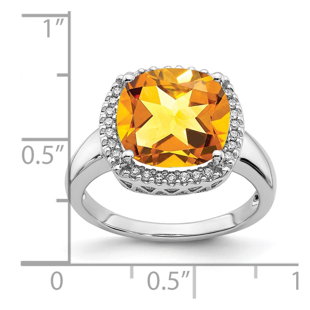 14k White Gold Citrine and Diamond Ring