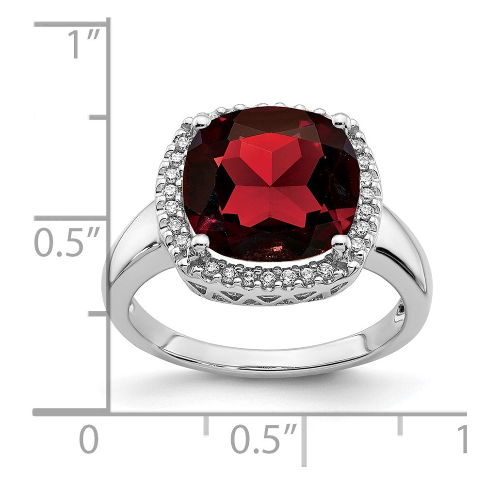 14k White Gold Garnet and Diamond Ring