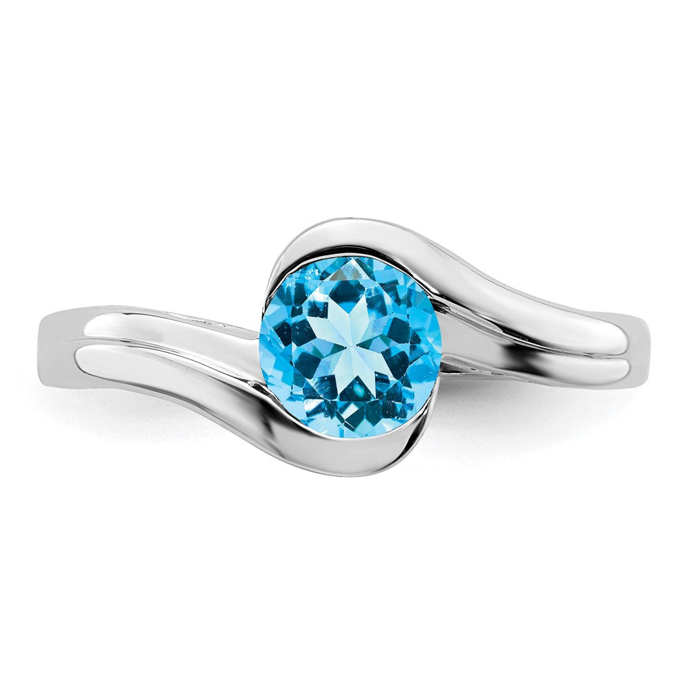 14k White Gold Blue Topaz Bypass Ring