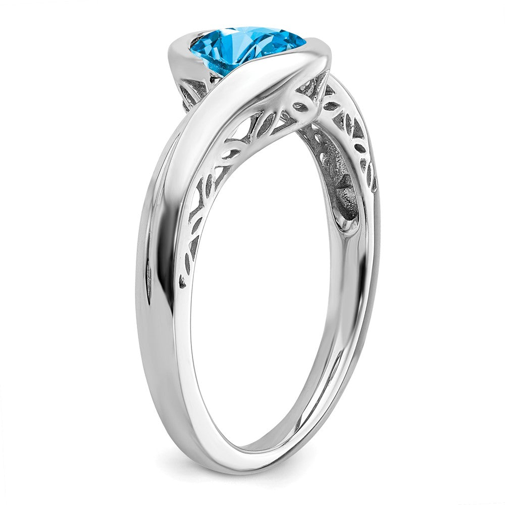 14k White Gold Blue Topaz Bypass Ring