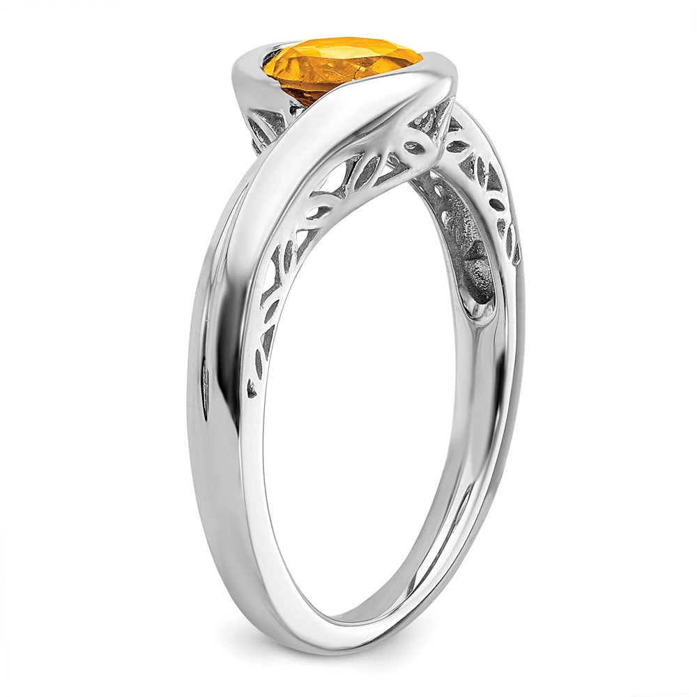 14k White Gold Citrine Bypass Ring