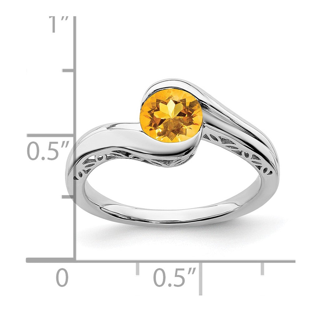 14k White Gold Citrine Bypass Ring