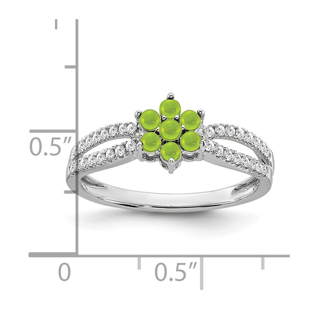 14k White Gold Peridot and Diamond Floral Ring