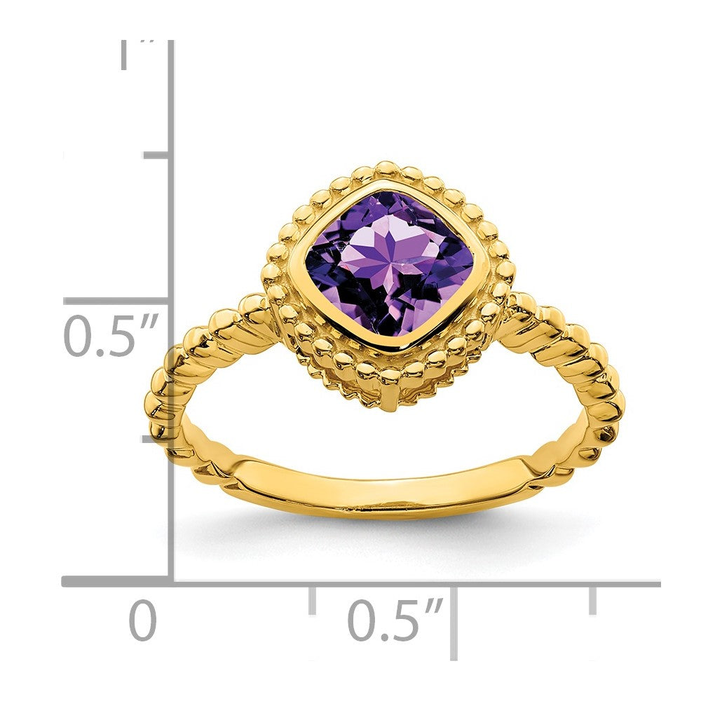 14k Cushion Amethyst Ring
