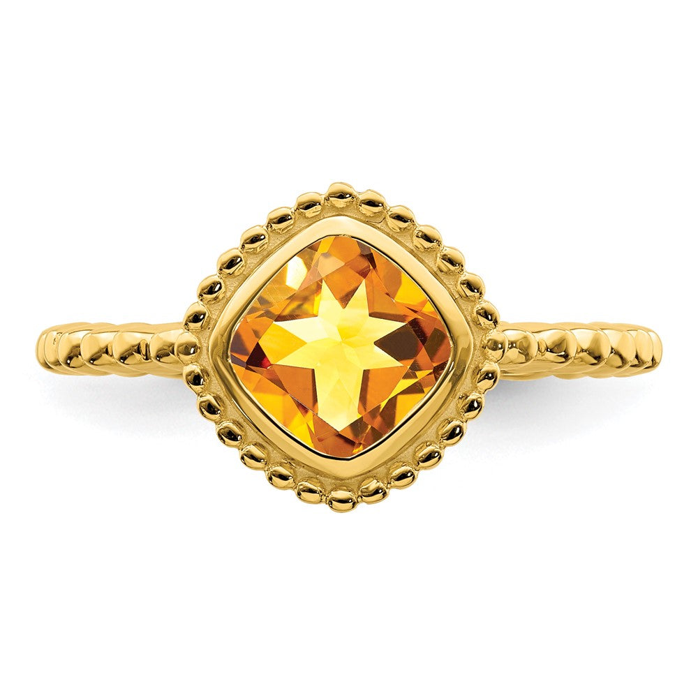 14k Cushion Citrine Ring