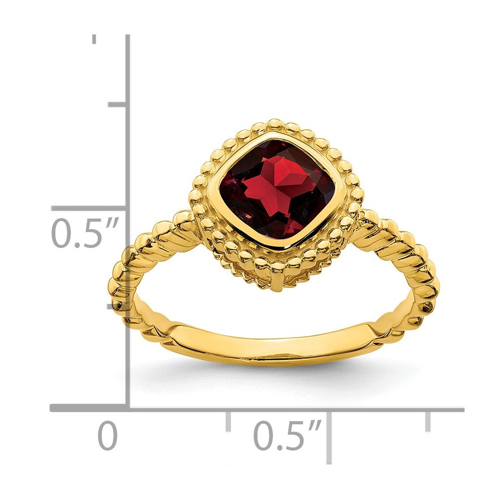 14k Cushion Garnet Ring