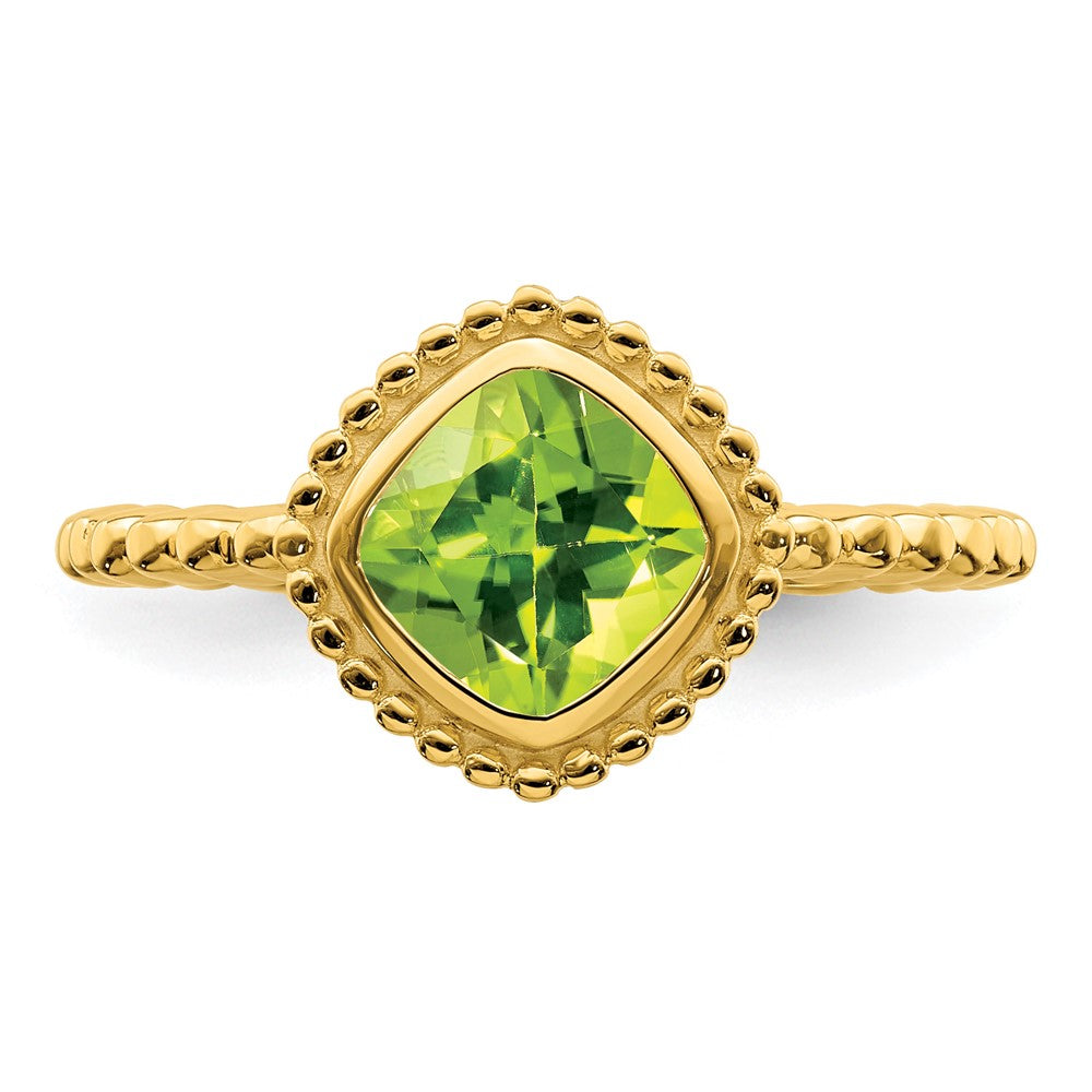 14k Cushion Peridot Ring