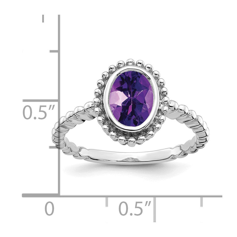 14k White Gold Oval Amethyst Ring