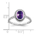 14k White Gold Oval Amethyst Ring