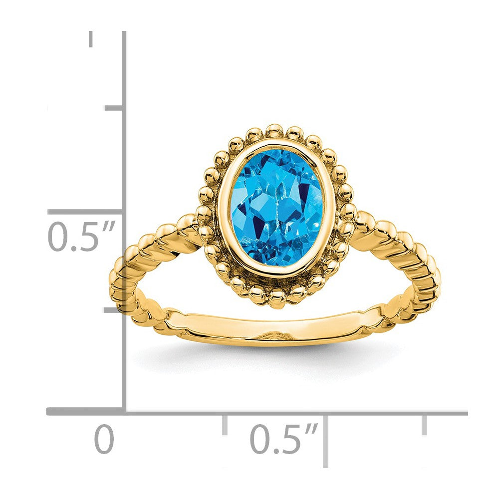 14k Oval Blue Topaz Ring