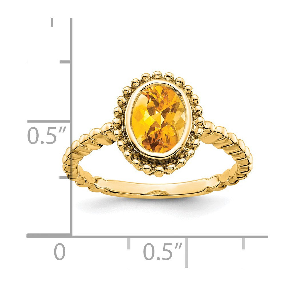 14k Oval Citrine Ring