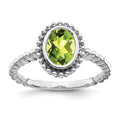 10k White Gold Oval Peridot Ring
