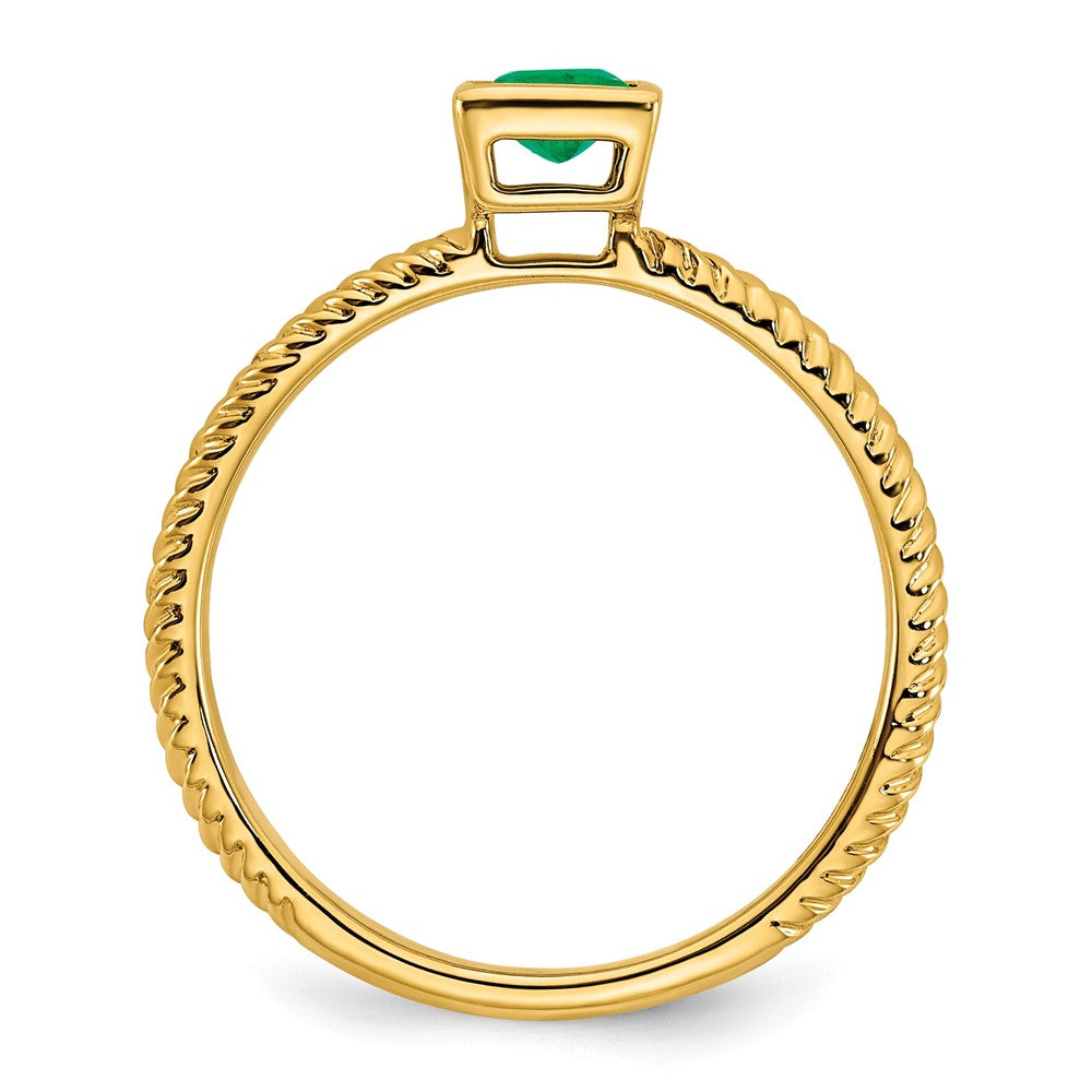 14k Square Bezel Emerald Ring
