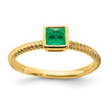 14k Square Bezel Emerald Ring