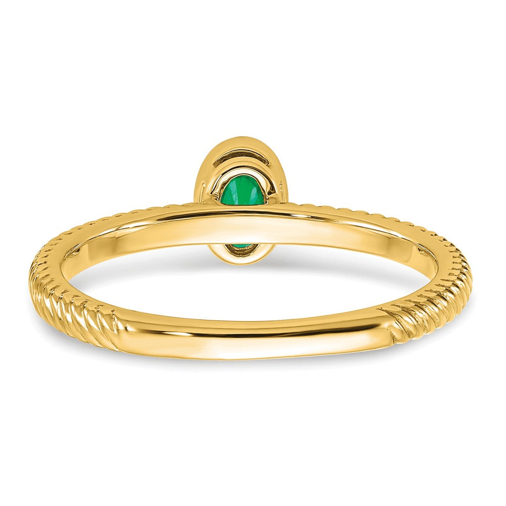 14k Oval Bezel Emerald Ring