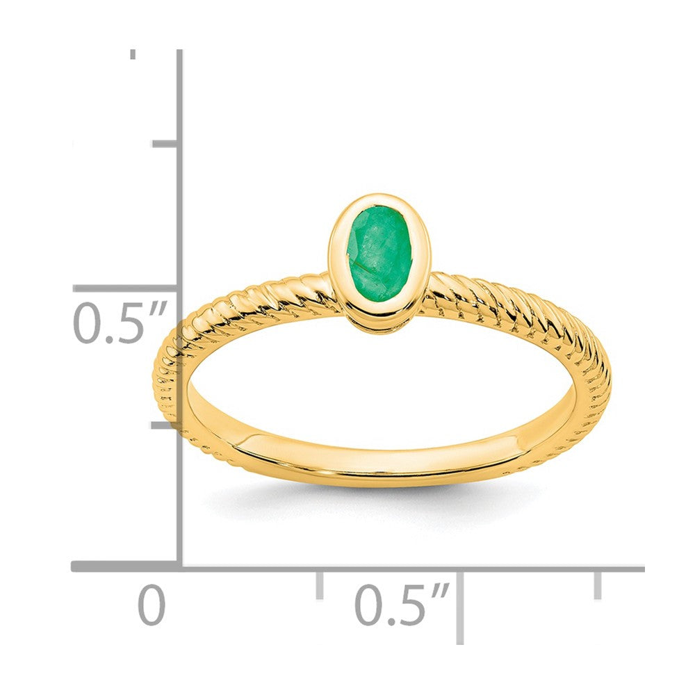 14k Oval Bezel Emerald Ring