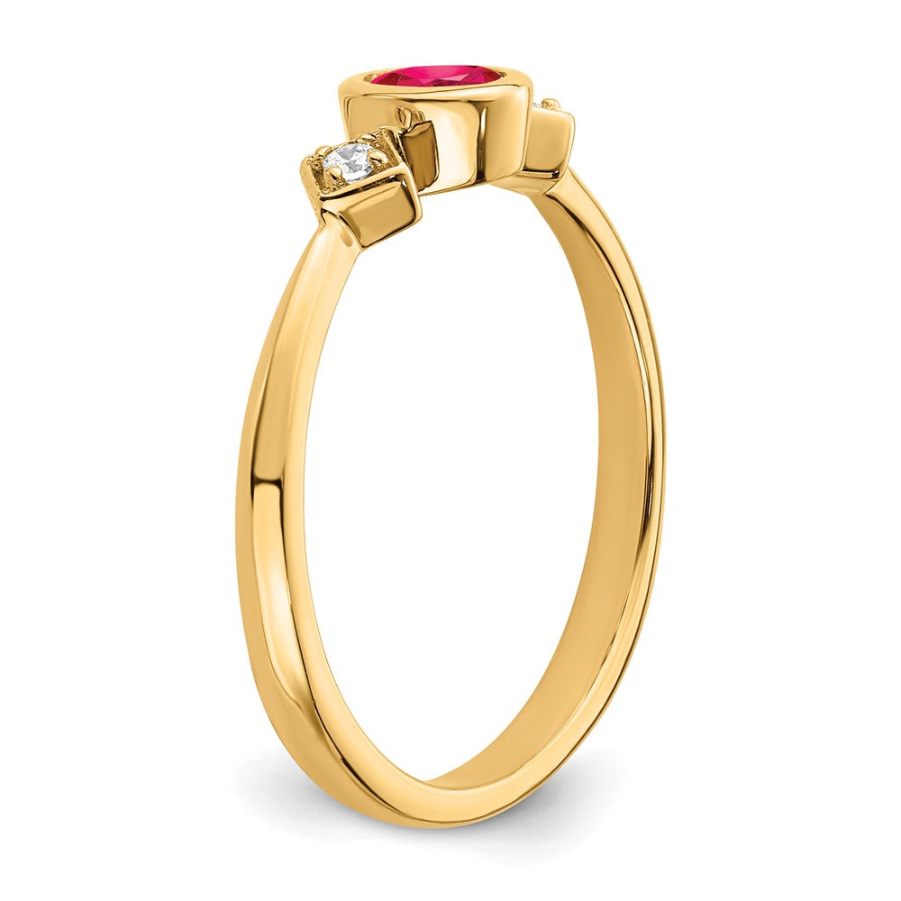 14k Oval Bezel Ruby and Diamond Ring