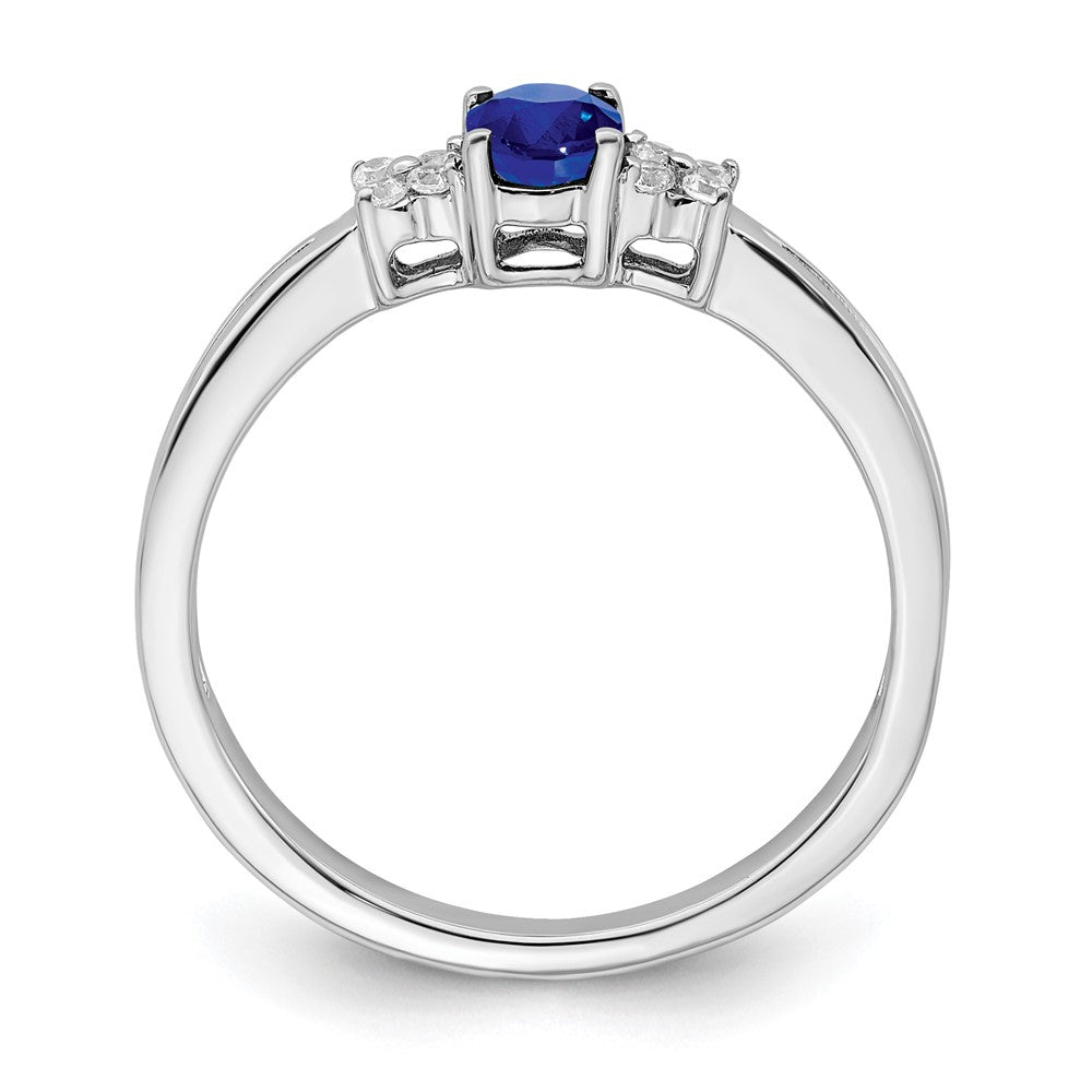 14k White Gold Oval Sapphire and Diamond Ring