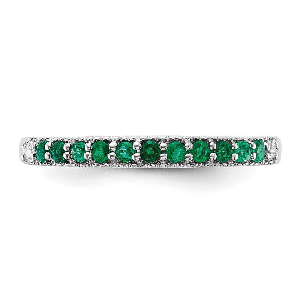 14k White Gold Emerald and Diamond Band