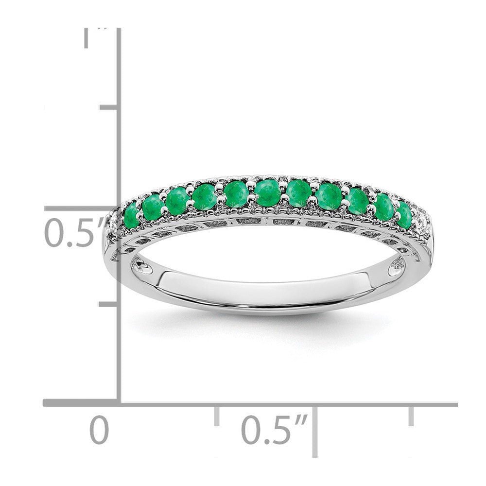 14k White Gold Emerald and Diamond Band