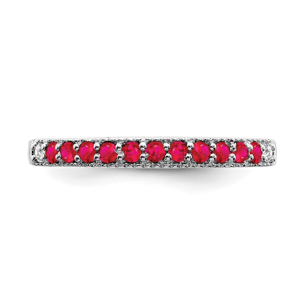 14k White Gold Ruby and Diamond Band