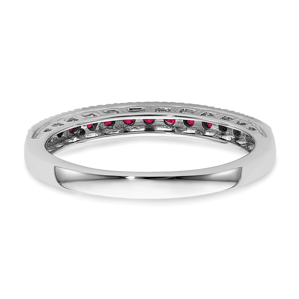 14k White Gold Ruby and Diamond Band