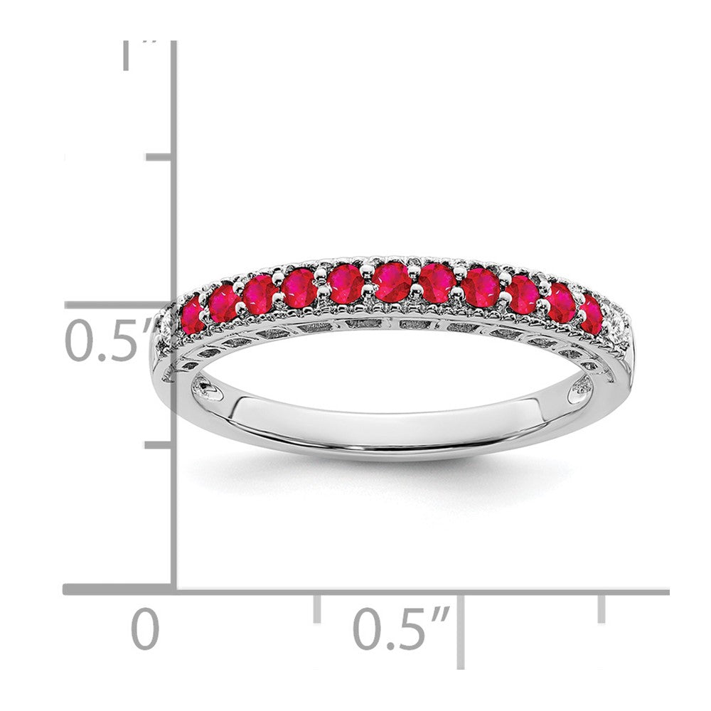 14k White Gold Ruby and Diamond Band