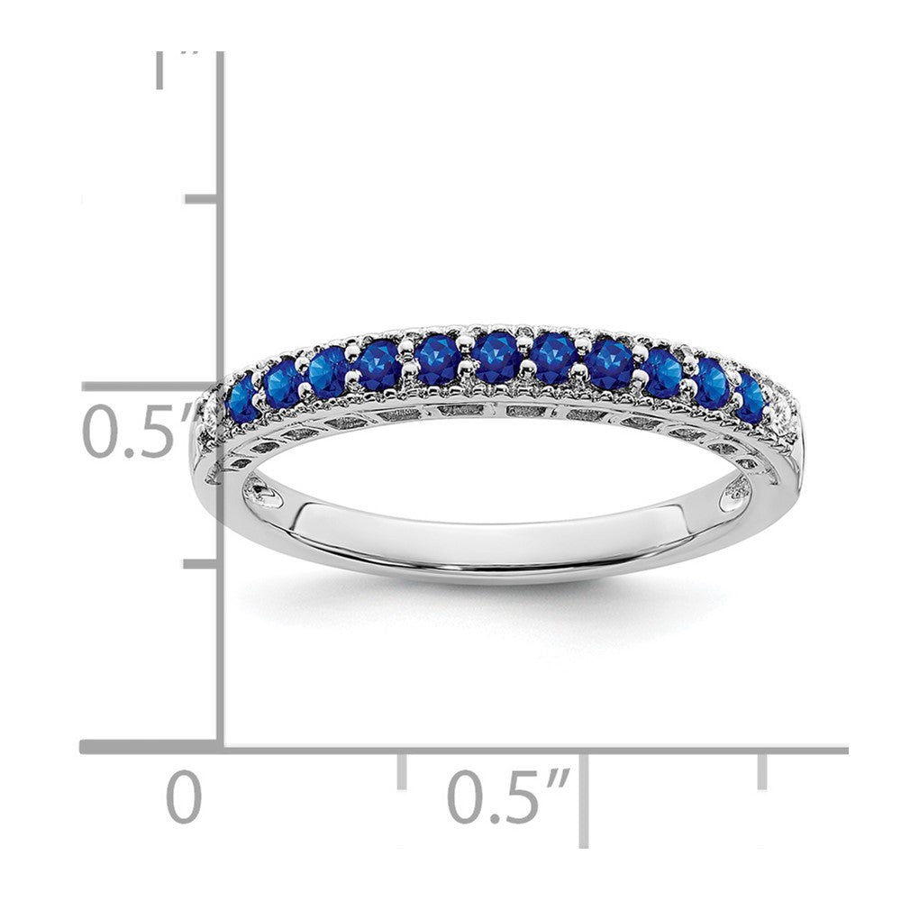 14k White Gold Sapphire and Diamond Band