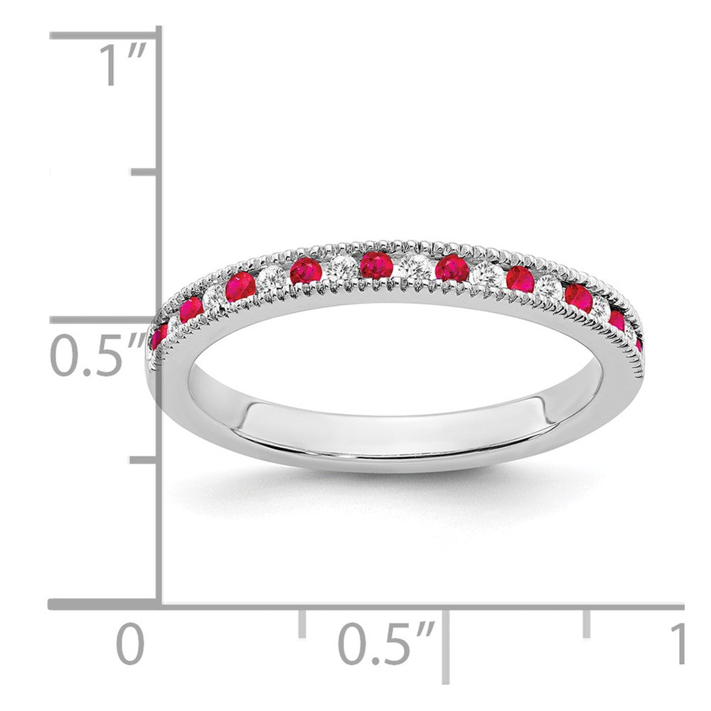 14k White Gold Ruby and Diamond Band
