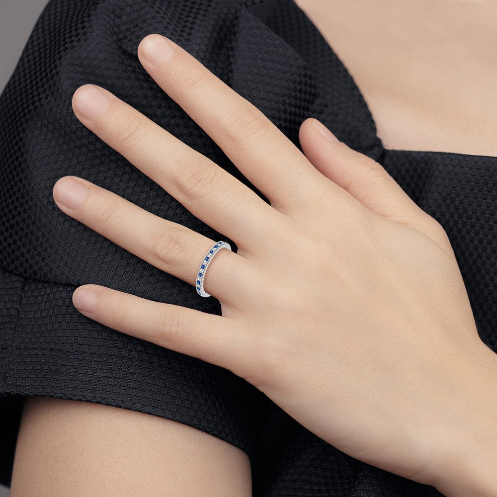 10K White Gold Sapphire and Diamond Band