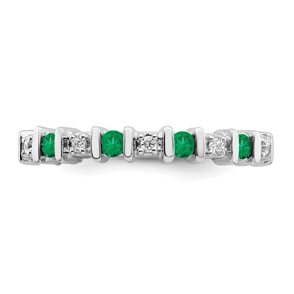 14k White Gold Emerald and Diamond Band