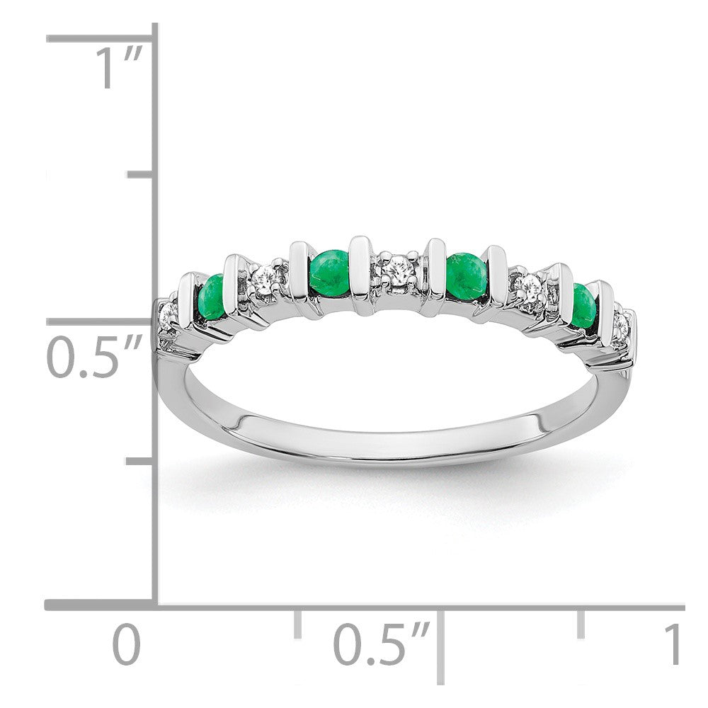 14k White Gold Emerald and Diamond Band