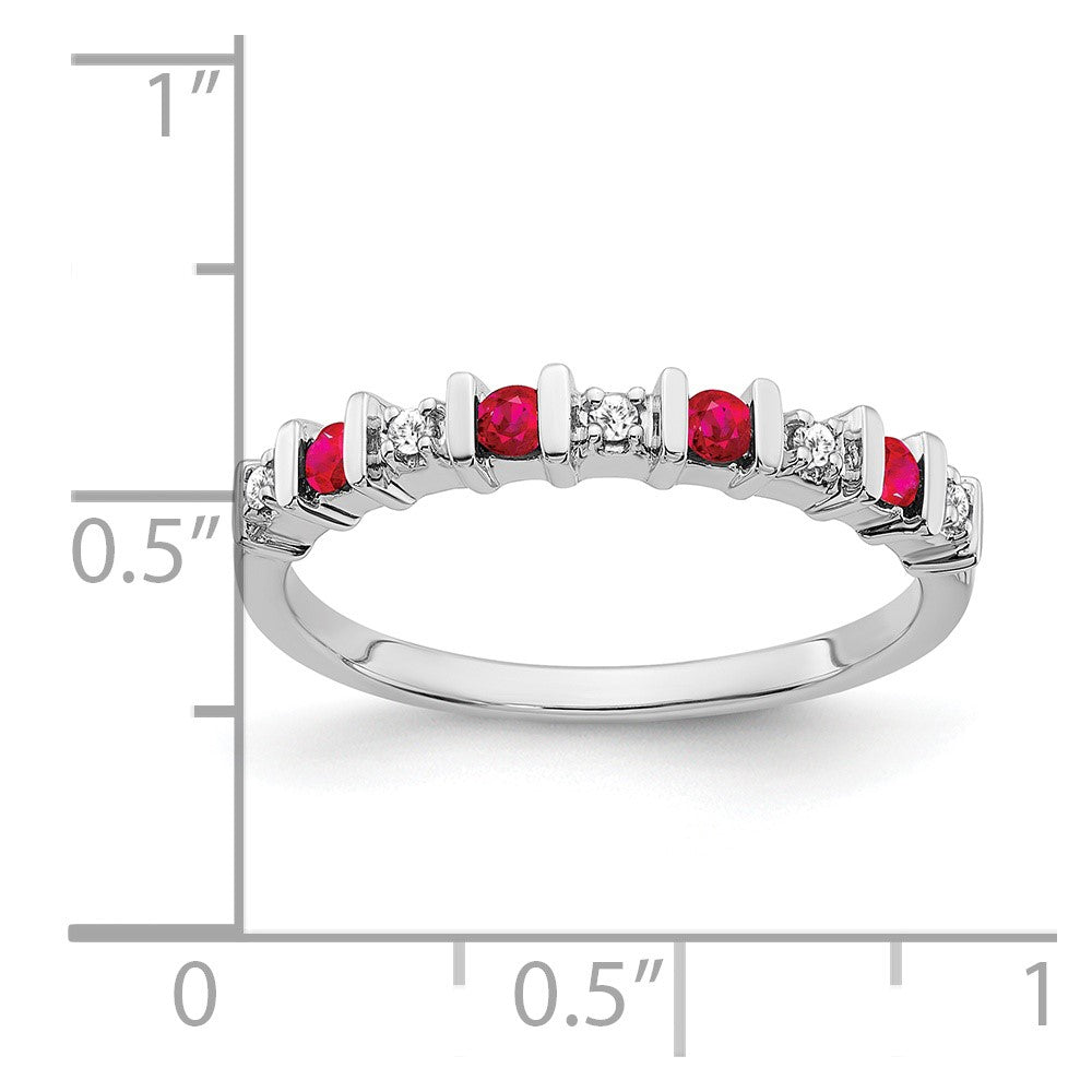 14k White Gold Ruby and Diamond Band