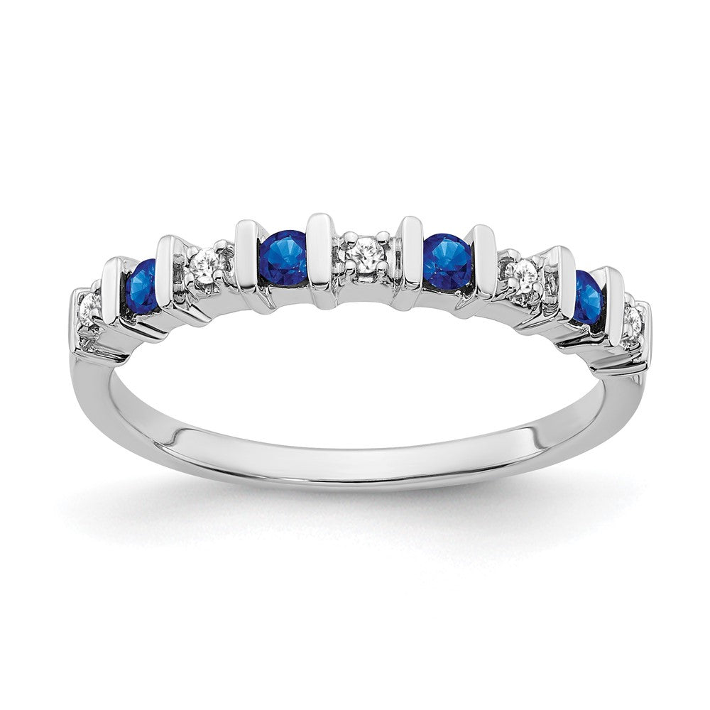 14k White Gold Sapphire and Diamond Band