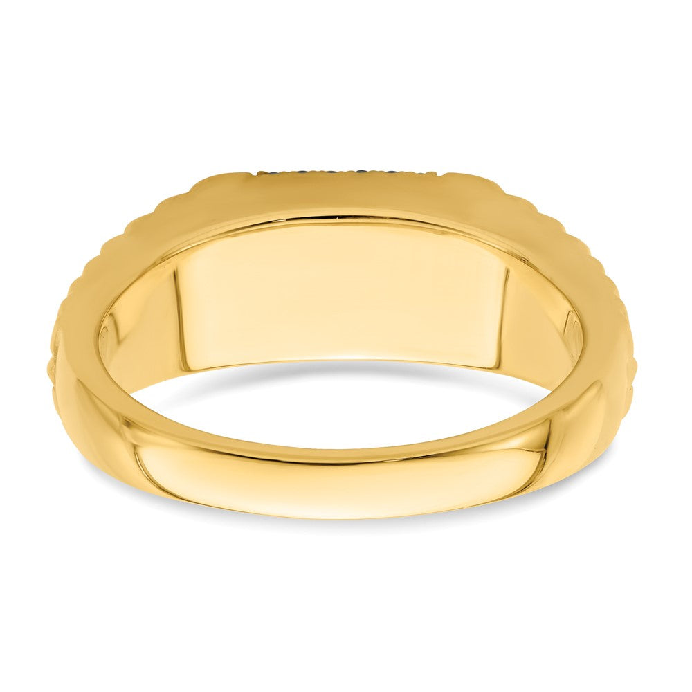14k Square Sapphire and Diamond Mens Ring