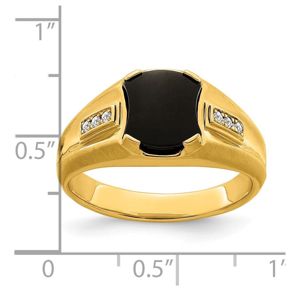 14k Onyx and Diamond Mens Ring
