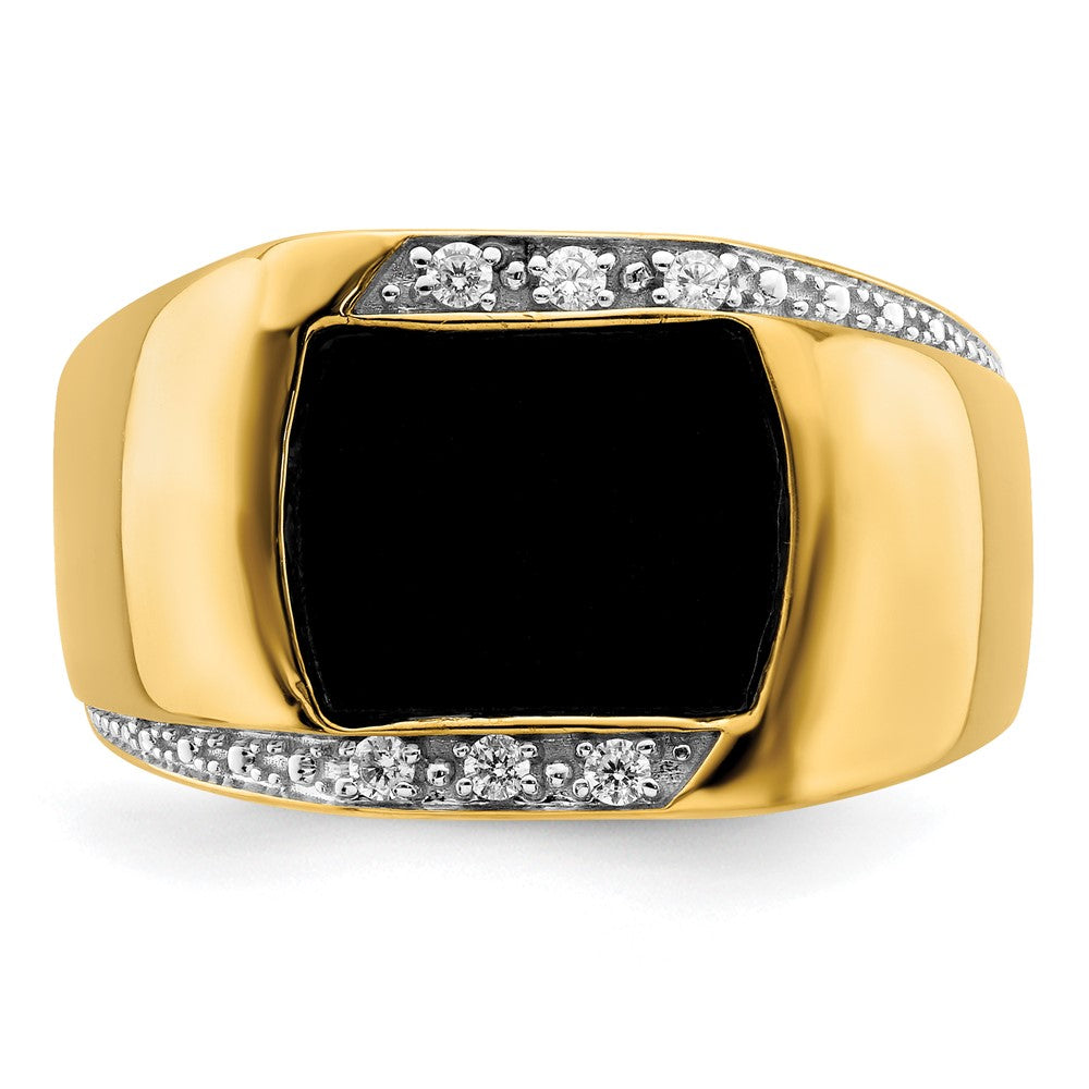 14k Onyx and Diamond Mens Ring