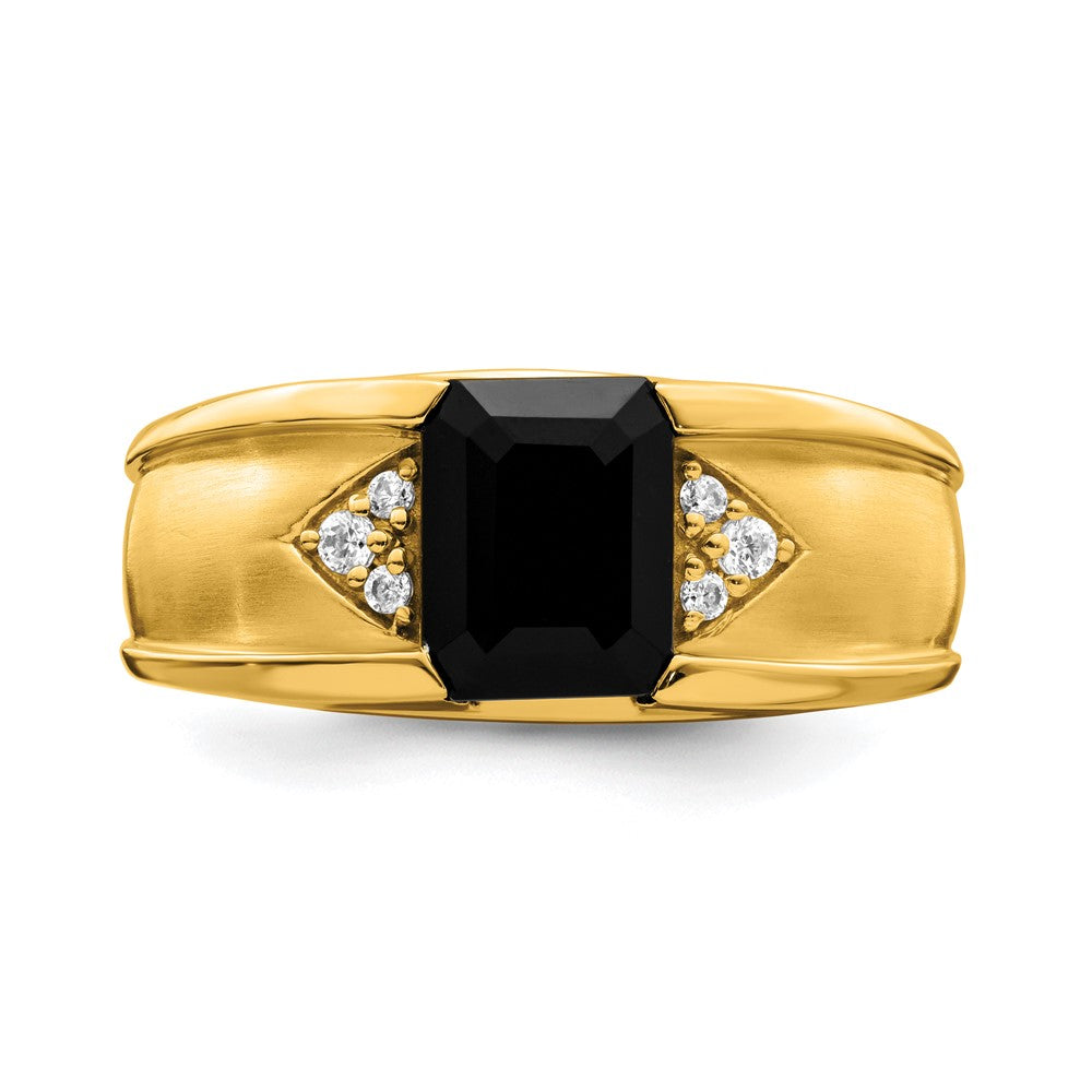 14k Onyx and Diamond Mens Ring