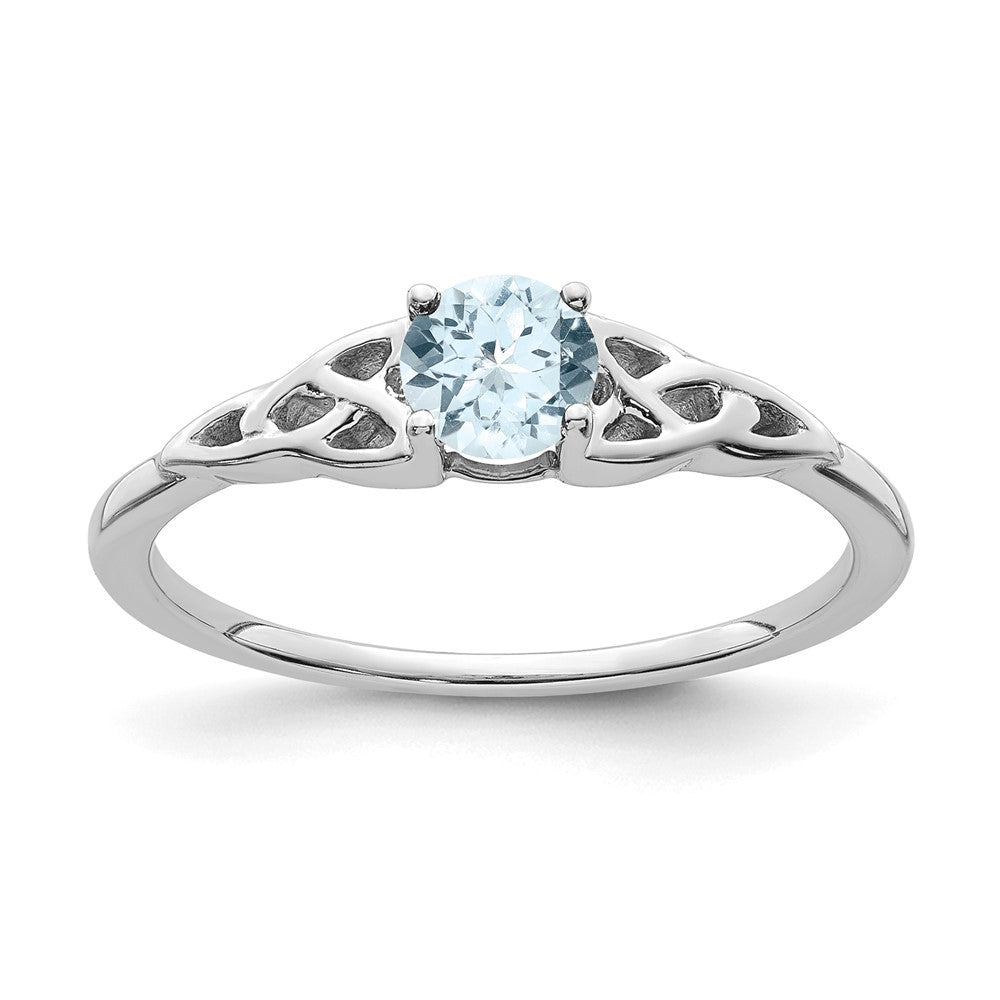 14K White Gold Aquamarine Celtic Knot Ring