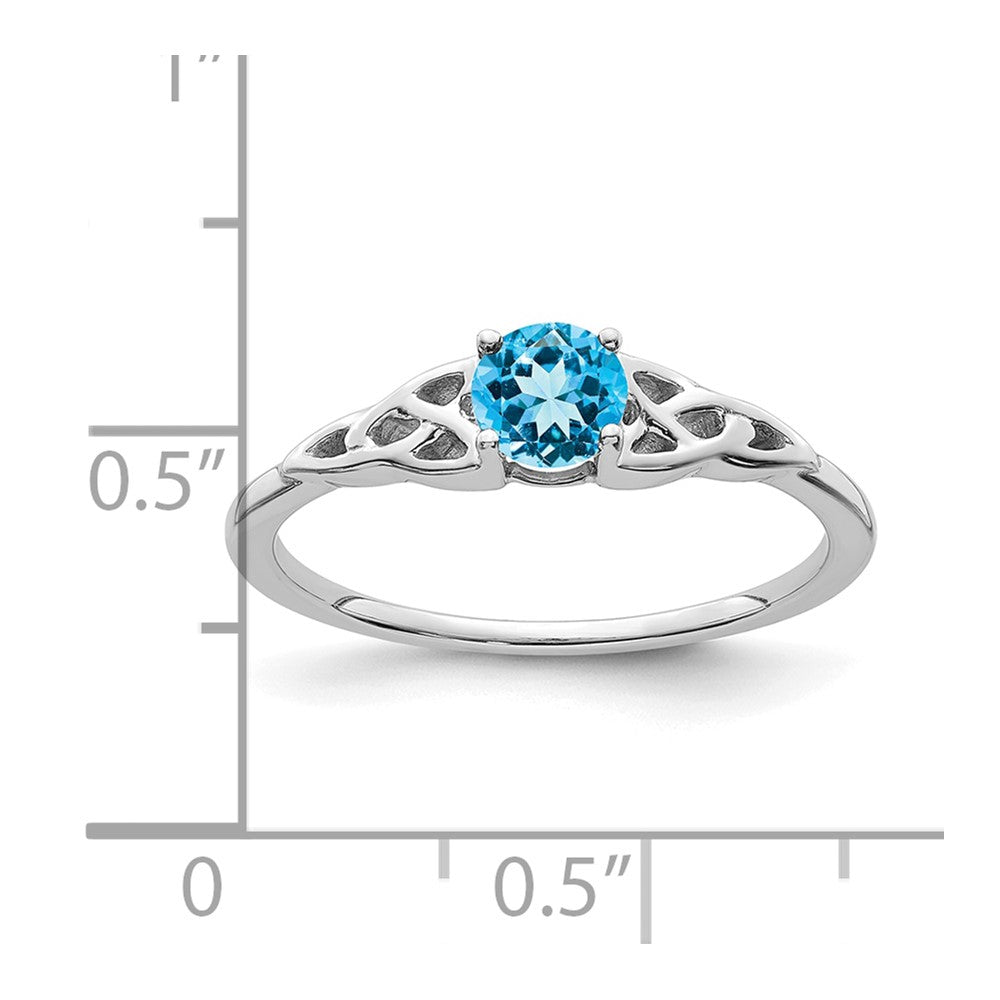 14K White Gold Blue Topaz Celtic Knot Ring