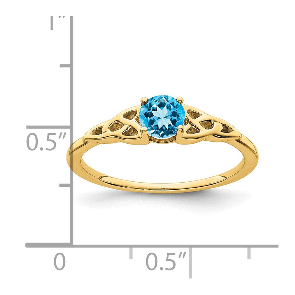 14K Blue Topaz Celtic Knot Ring