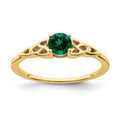 14K Created Emerald Celtic Knot Ring