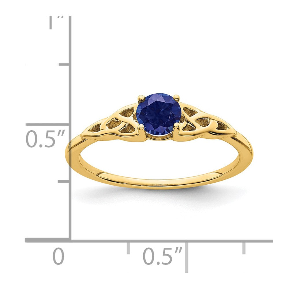 14K Created Sapphire Celtic Knot Ring