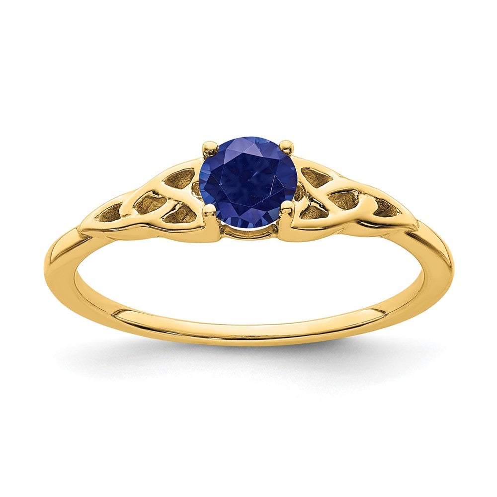 14K Created Sapphire Celtic Knot Ring