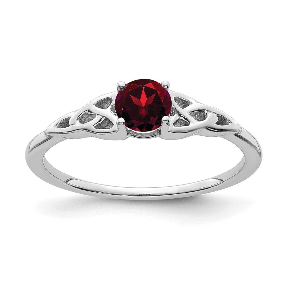 14K White Gold Garnet Celtic Knot Ring