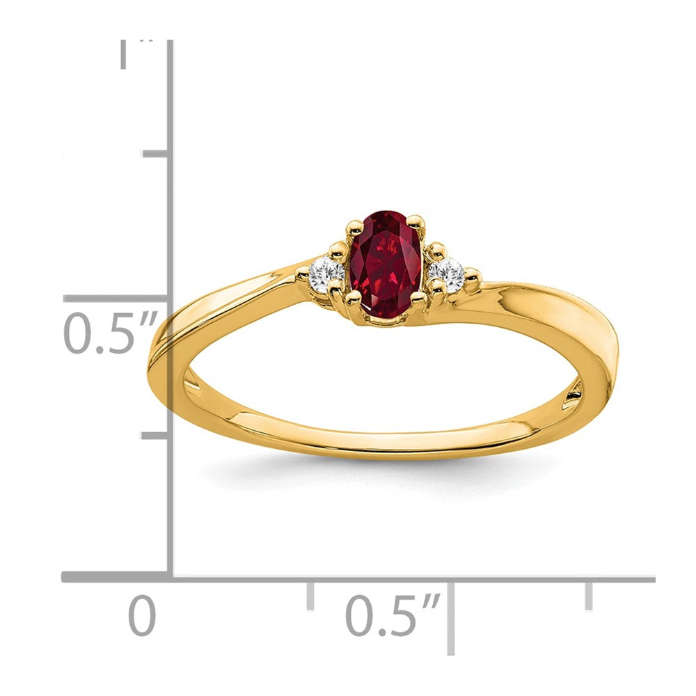14K Created Ruby and Diamond Ring