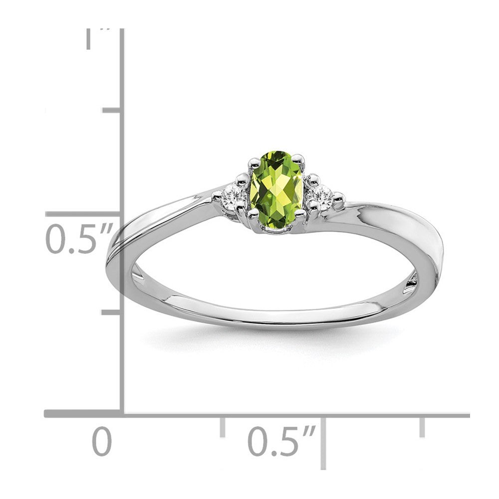 14k White Gold Peridot and Diamond Ring