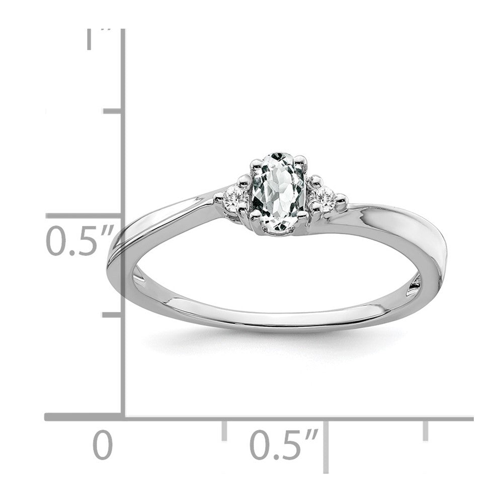 14k White Gold White Topaz and Diamond Ring