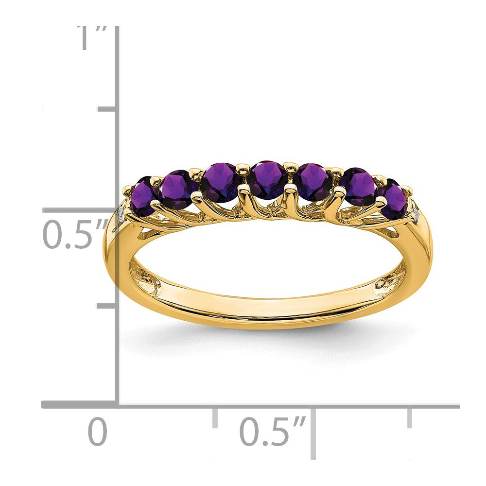 14k Amethyst and Diamond 7-stone Ring