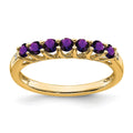 14k Amethyst and Diamond 7-stone Ring